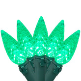 70-Count Green Faceted C6 LED Christmas Light Set - 23ft Green Wire